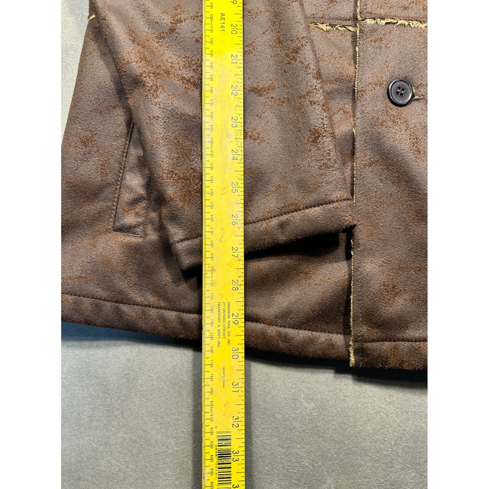 Whispering Smith Womens Faux Fur Lined Jacket Brown Distressed Look Size L - Picture 7 of 8